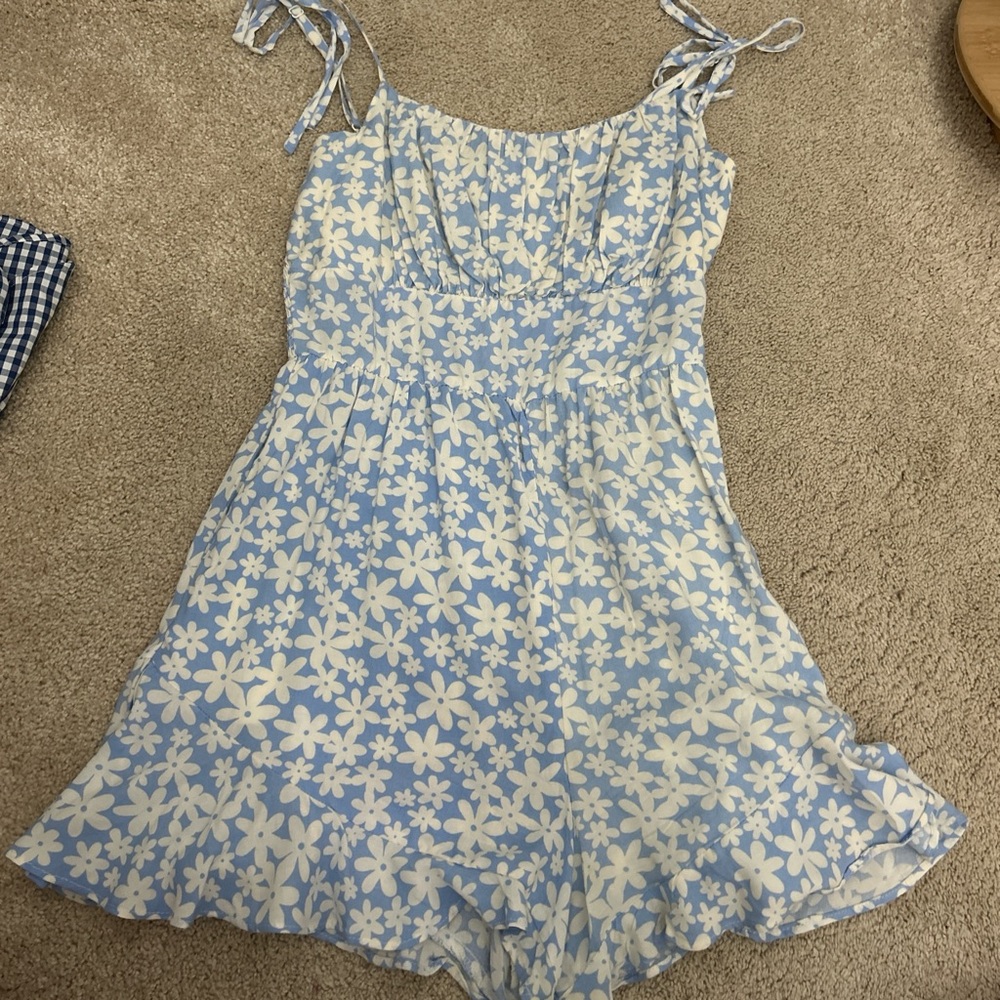 Lily Rose Blue and White Floral Romper